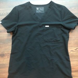 Figs Catarina black scrub top, size S